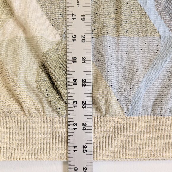 St. Croix Knits Men's Pastel Sweater Size Large Geometric Print Muted Yellow - Picture 7 of 9